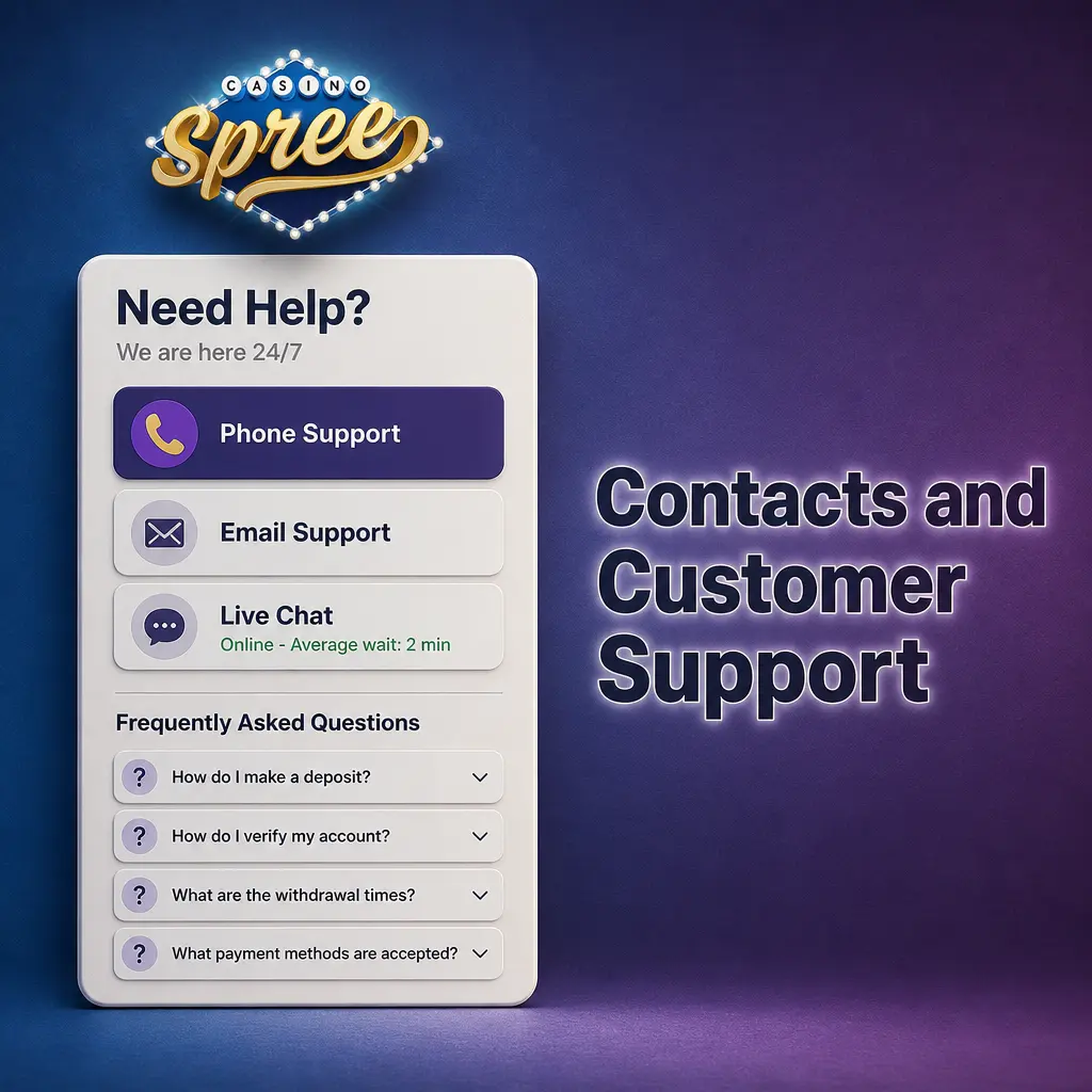Contacts and Customer Support panel representation